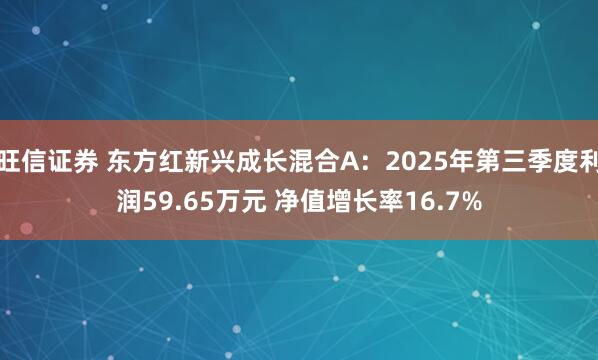 旺信证券 东方红新兴成长混合A:2025年第三季度利润59.65万元 净值增长率16.7%