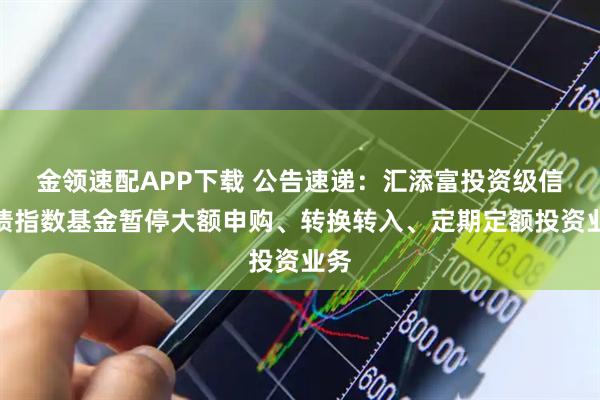 金领速配APP下载 公告速递：汇添富投资级信用债指数基金暂停大额申购、转换转入、定期定额投资业务